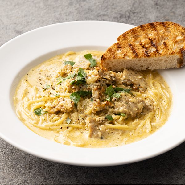 Salsiccia in Basil Cream Soup Spaghetti